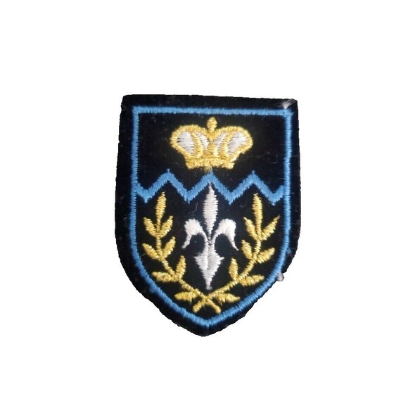 Unbranded Other - Coat of Arms Crown Patch Black Blue Gold 2 Inch x 2.5 Inches